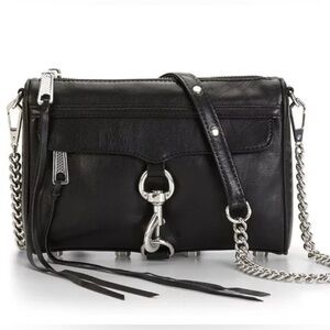 Rebecca Minkoff Mac Black and Silver Leather Crossbody Bag